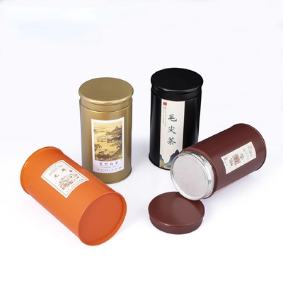 Lo zafferano bianco Tin Box Cylinder Jar Nice può 180 grammi intorno alla latta del metallo stampata