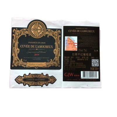 Autoadesivi dell'etichetta del vino di rettangolo del vinile con termoresistenza