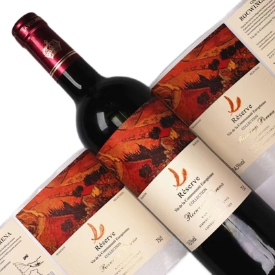 Il modello impresso Kraft della bottiglia di vetro di vino dell'acqua impermeabilizza la timbratura di oro di carta dell'autoadesivo